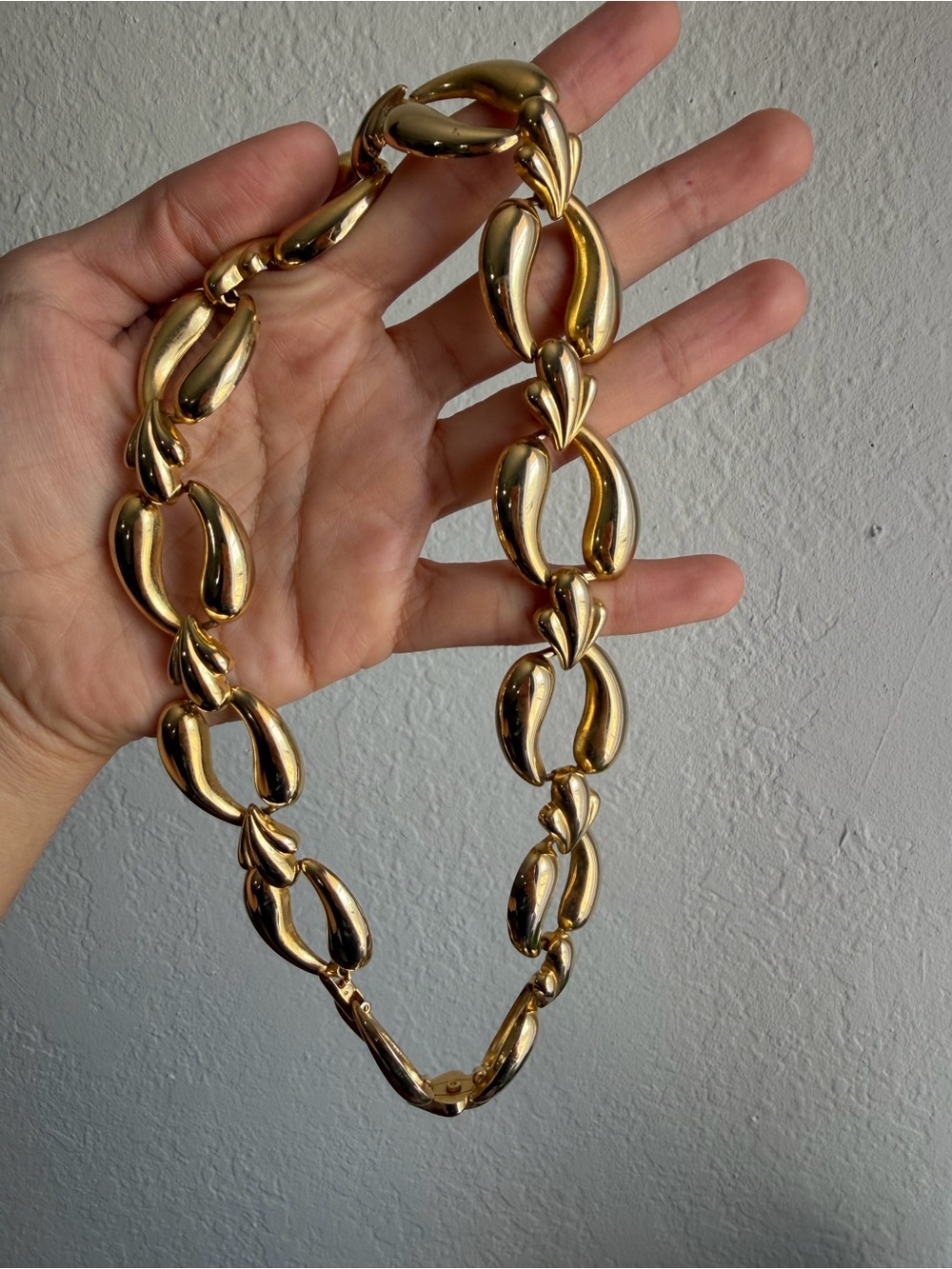 Vintage Gold Tone Chunky Link Statement Choker Necklace